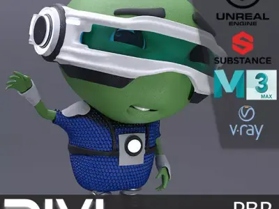 Game Ready Realistic Alien Space Character Pivi Animation Rig Low-poly 3D model