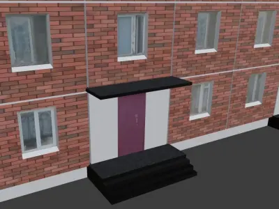Brick Building 5 Floors Low-poly 3D model