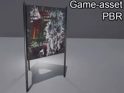 Standing billboard Low-poly 3D model