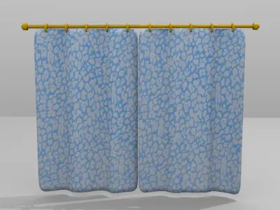 Curtains double simulations Low-poly 3D model