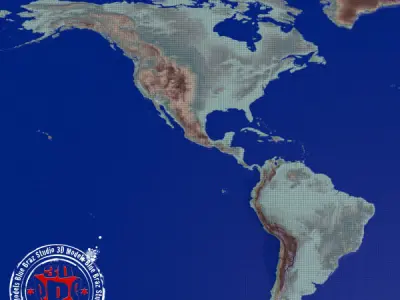 America elevation map North South Central elevation map 3D model