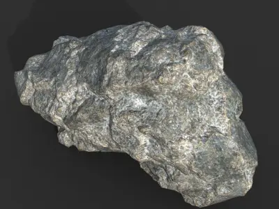 Low poly Damaged Granite Rock B 200101 Low-poly 3D model