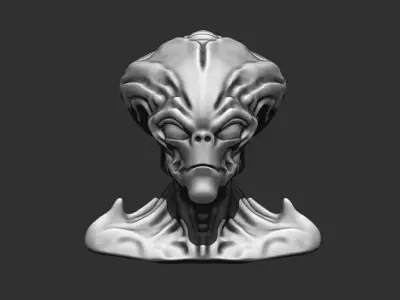 Alien Bust 3 - Realistic 3D Printable STL File 3D print model