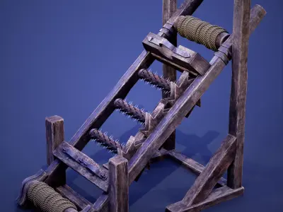 NANITE REAL-TIME MEDIEVAL STRETCHING RACK - TORTURE DEVICE Low-poly 3D model