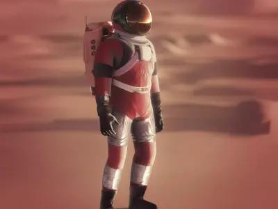 MARS astronaut rigged animated realistic with environment  Low-poly 3D model