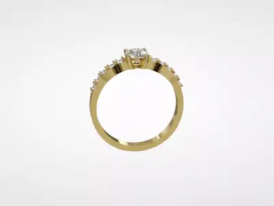 Classic Solitaire Diamond Ring with Pave Band - STL Set 3D print model