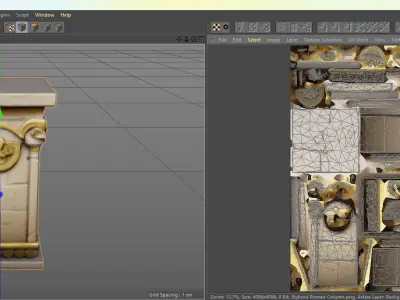 Stylized Roman Column AI Low-poly 3D model
