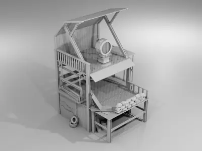 Watchtower 3d Model metal building with stove on top Free 3D print model