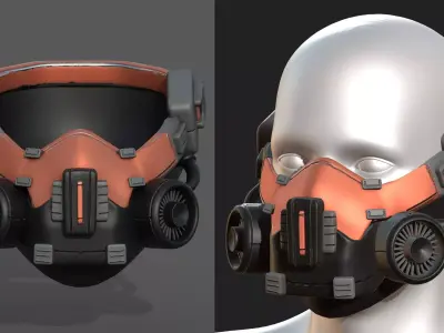 Gas mask scifi futuristic military combat  Low-poly 3D model