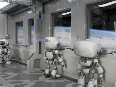 SpaceShip Interior Animated Low-poly 3D model