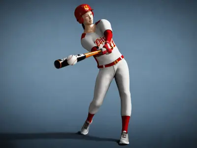 Original Baseball Player Softball player Female Athlete 3D model