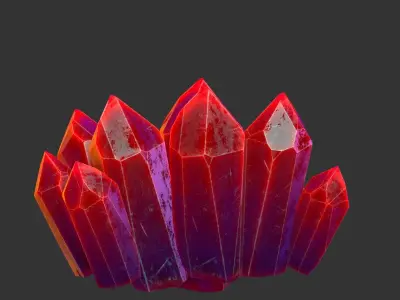 Red Crystals Low-poly 3D model