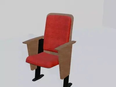 Auditorium Seat 3D Model Red Theater Chair Game Ready 3D model