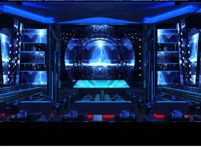 nightclub interior of with neon lights  3D model