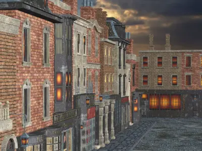 London Victorian Era Street Environment For Blender 3D Model Low-poly 3D model