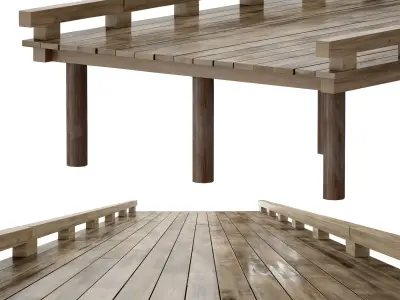 Coastal sea pier 3D model