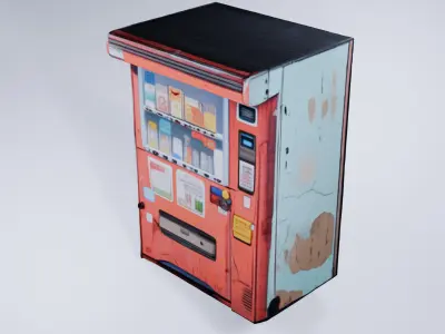 Stylized Low Poly Vending Machine - Cigarettes and Products 3D model