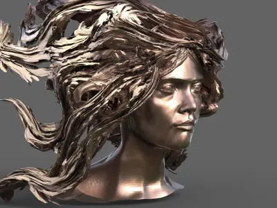 Female  hair mane 2 sculpture 3D model
