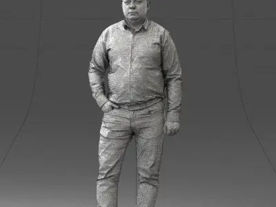 000261 Casual Man in Checkered Shirt and Jeans 0403 Low-poly 3D model