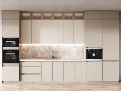 Kitchen007 modern kitchen with cabinets and wooden floors Low-poly 3D model