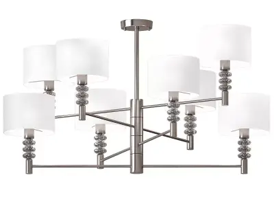 LINCOLN six light chandelier in brushed nickel with shades 3D model