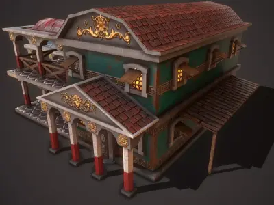 Medieval Roman Tavern Low-poly 3D model