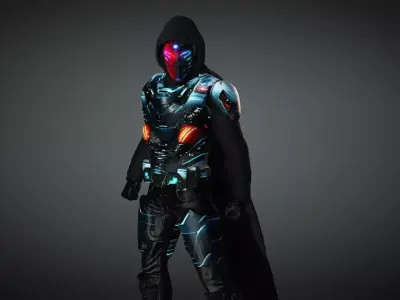 Cyberpunk Soldier 2K Low-poly 3D model