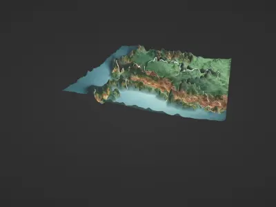 Colombia Map Topography Low-poly 3D model