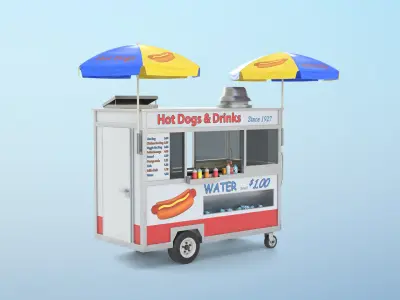 Food Cart Low-poly 3D model