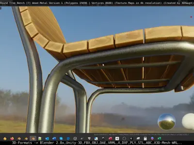  Round Tree Bench - 7 - Wood Metal Version 1 Low-poly 3D model