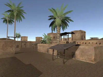 3D Mud houses and Props Pack Low-poly 3D model