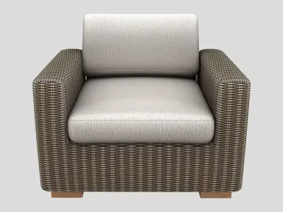 Outdoor Rattan Armchair Low-poly 3D model