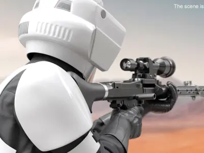  Star Wars Scout Trooper Armor in Firing Pose with DLT-19X 