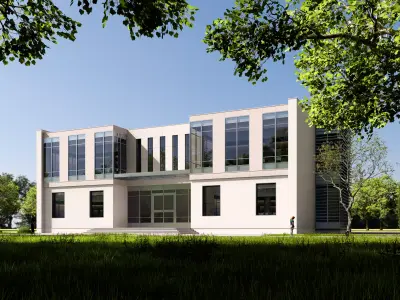 modern realistic building Low-poly 3D model