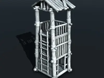 2 towers wooden tower 3D print model