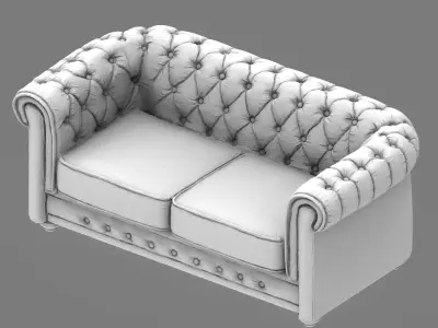 Detailed Vintage Chesterfield Sofa Miniature for 3D Printing   3D print model