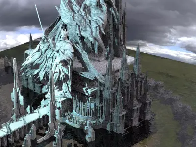 Frozen Kings Sci-Fi walkways With Statues 3D model