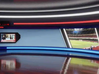 Virtual TV News Studio 3D model