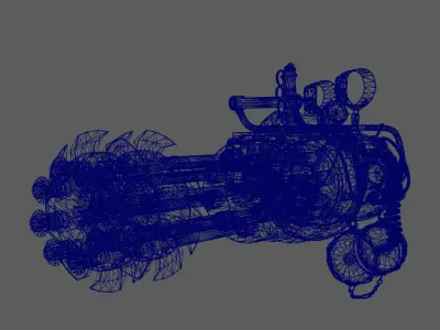 Stylish Gatling machine gun Low-poly 3D model