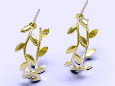 Olive Leaf Hoop Earrings 3D print model