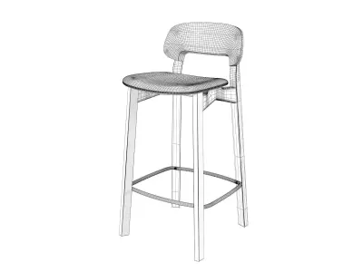 Nonoto Bar Chair with Upholstered Seat 3D model