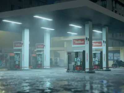 Gas Station Theme Environment 3D model