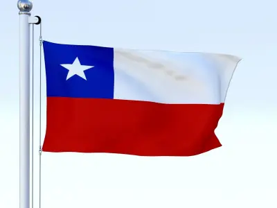 Animated Chile Flag Low-poly 3D model