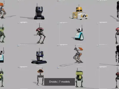Droids star wars robot 3D Model Pack