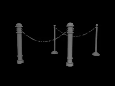 chain barrier stand Low-poly 3D model