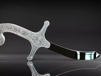 Sward ornate brass door handle 3D model