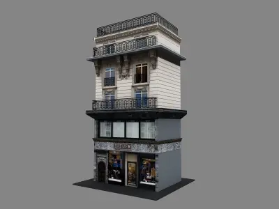 Typical Parisian Apartment Building 02 Low-poly 3D model