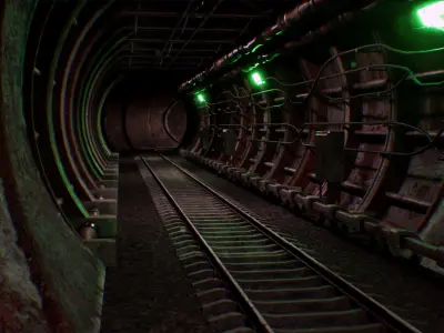 Old Metro Tunnel 20 Assets Low-poly 3D model
