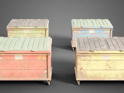 Street prop collection Low-poly 3D model