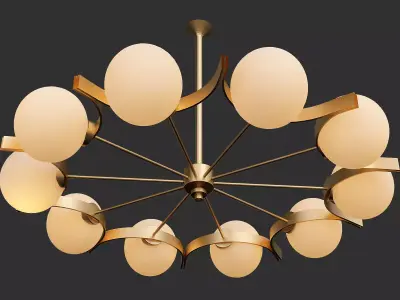 Vintage Twelve Arm Chandelier in the Style of Stilnovo 3D model